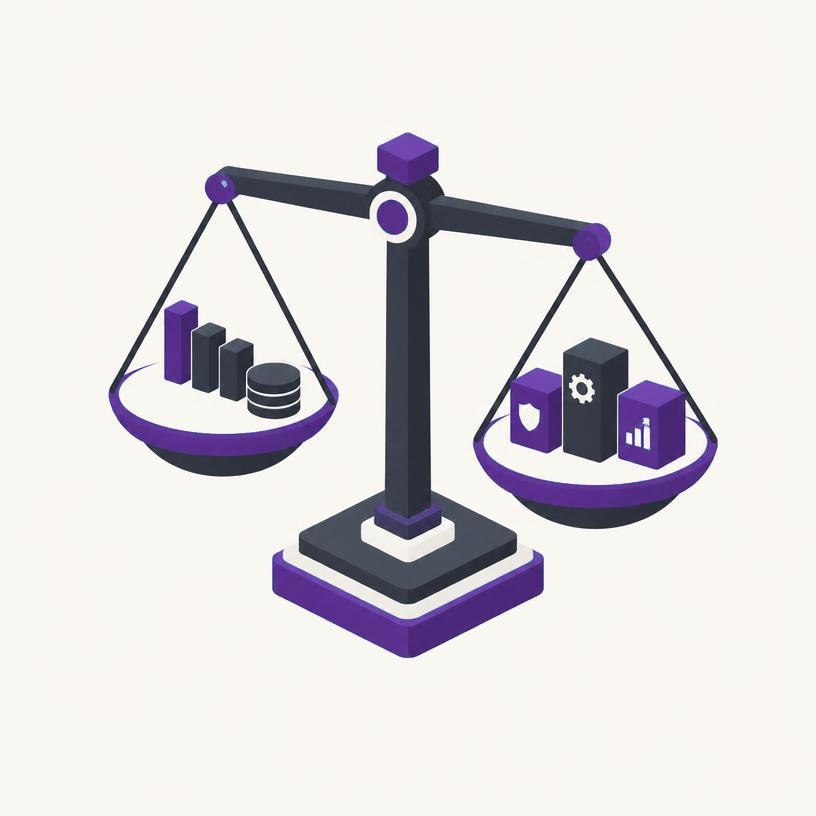 Ilustração da análise de viabilidade com custos, benefícios e dados